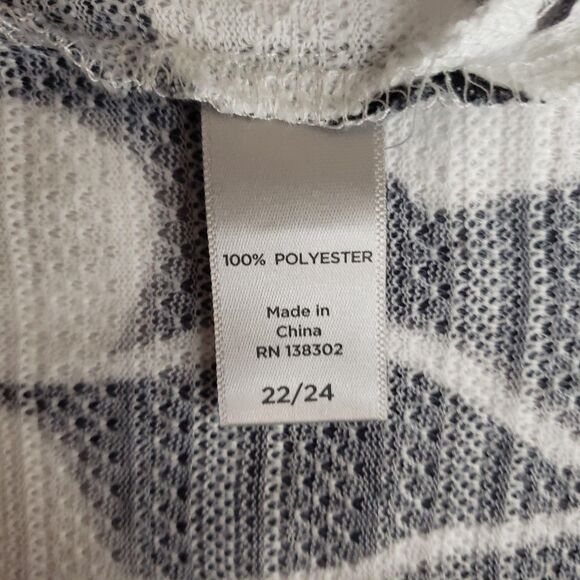 Avenue Poncho Top Womens 22/24 Black White Floral Print Plus Boho Tunic Blouse - Picture 4 of 6